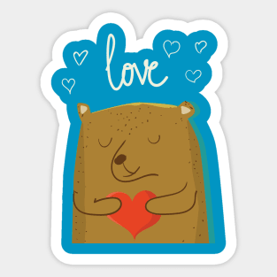 Bear in Love Holding Heart Sticker